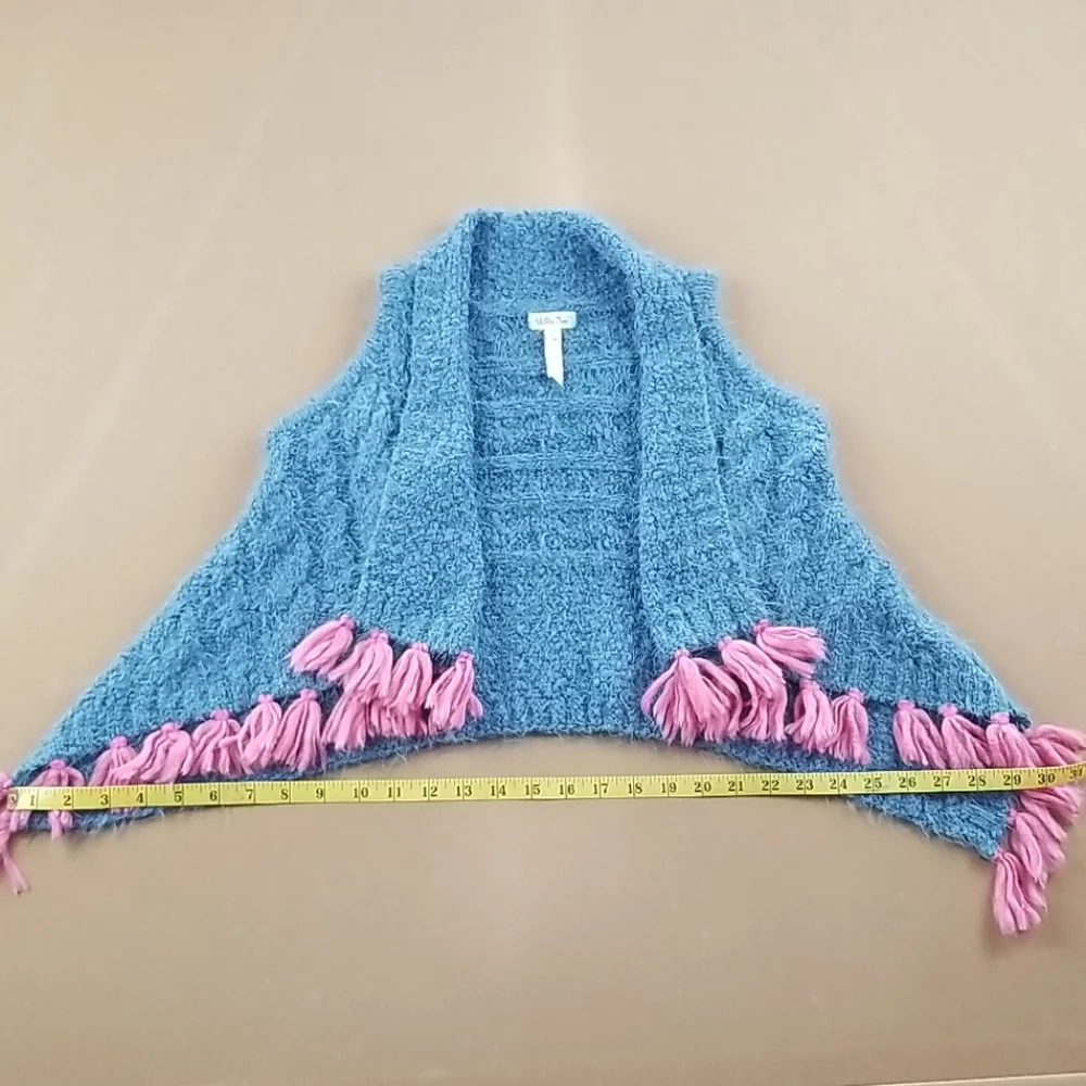 Matilda Jane Mirror Image Poncho Sweater Vest Size 6 Blue/Pink